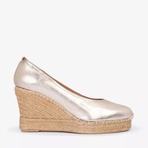 New Penelope Chilvers Scoop Leather Espadrille In Champagne Sz 38